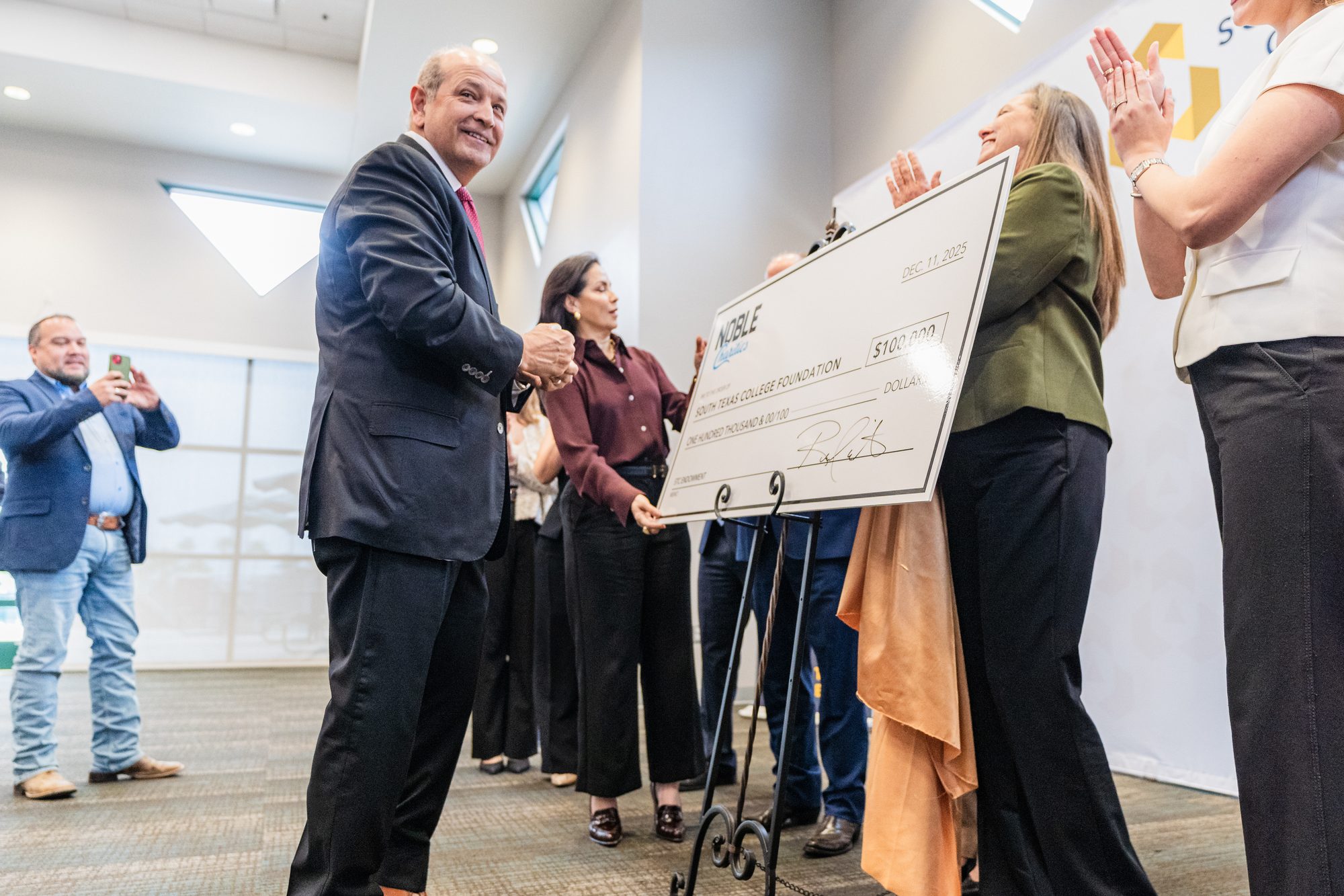 Noble Charities presenting a $100,000 endowment check to the South Texas College Foundation